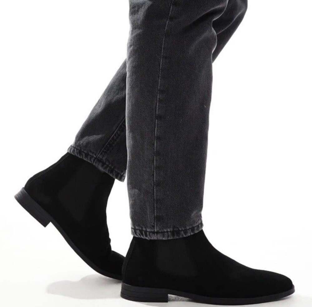 ASOS Men’s Black Suede Minimalist Rock Grunge Smart Casual Preppy Chelsea Boot-8